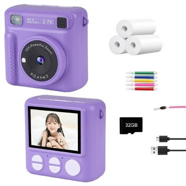 Instant Print Camera for Kids - Kids Digital Camera Toddler Camera for Age 3-12, Instant Cameras That Print Photos for 4 5 6 7 8 9 10 Year Old Girl Boy Birthday Gift, Purple