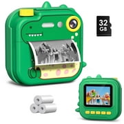 Gofunly Instant Print Camera for Kids,1080P HD Instant Camera, Toddler Digital Camera for 3-12 Year Old Boys Girls - Green