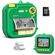 Gofunly Instant Print Camera for Kids,1080P HD Instant Camera, Toddler Digital Camera for 3-12 Year Old Boys Girls - Green