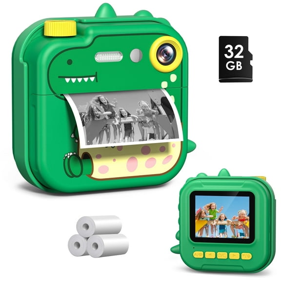 Gofunly Instant Print Camera for Kids,1080P HD Instant Camera, Toddler Digital Camera for 3-12 Year Old Boys Girls - Green