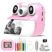 YTKUS Instant Print Camera for Kids, Front Rear Kids Camera Instant Print with Dual Camera Digital Camera Toys for Gift for Girl & Boy Ages 3-12,Pink