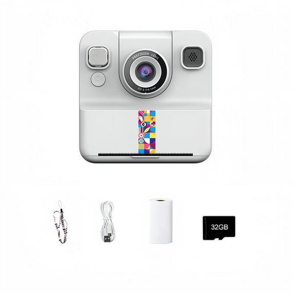 Instant Print Camera for Kids, Portable Kid Digital Cameras for Boys & Girls Age 6-12 Birthday Gifts - White