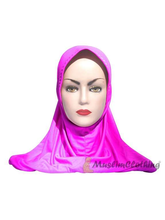 Instant Pull-On Easy Hijab Jilbabs In Dark Magenta Padded Visser Shoulder-Length Easy Muslimah Khimar