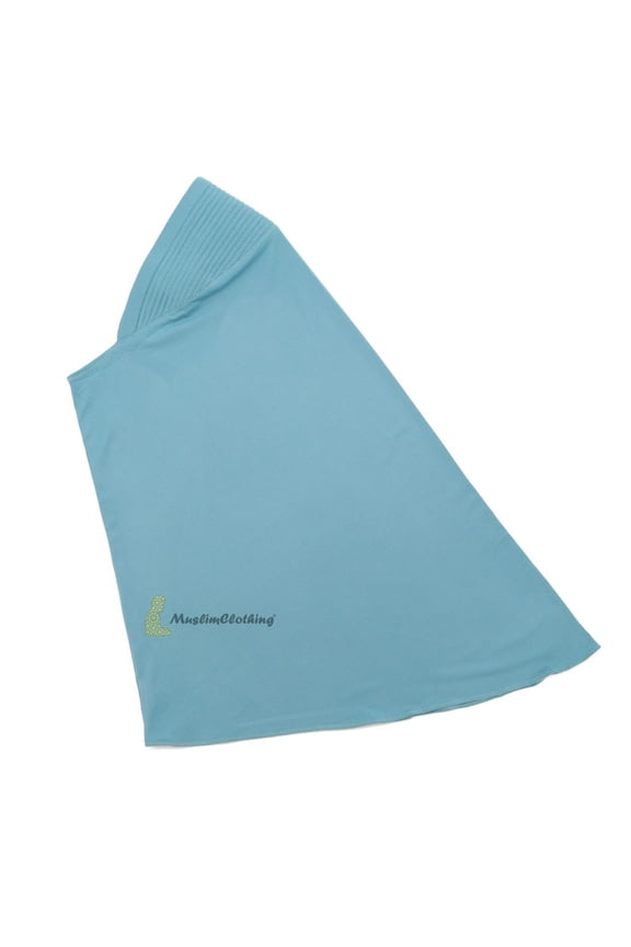 Instant Pull-On Easy Hijab Jilbabs In Pastel Light Blue  Padded Visser Shoulder-Length Easy Muslimah Khimar