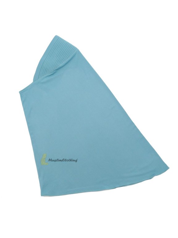 Instant Pull-On Easy Hijab Jilbabs In Pastel Light Blue Padded Visser Shoulder-Length Easy Muslimah Khimar