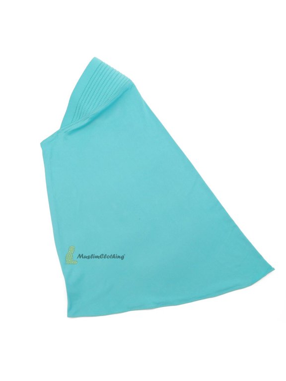 Instant Pull-On Easy Hijab Jilbabs In Pastel Turquoise Padded Visser Shoulder-Length Easy Muslimah Khimar
