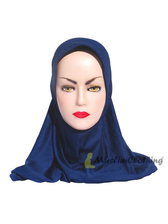 Instant Pull-On Easy Hijab Jilbabs In Various Dark Blue Padded Visser Shoulder-Length Easy Muslimah Khimar