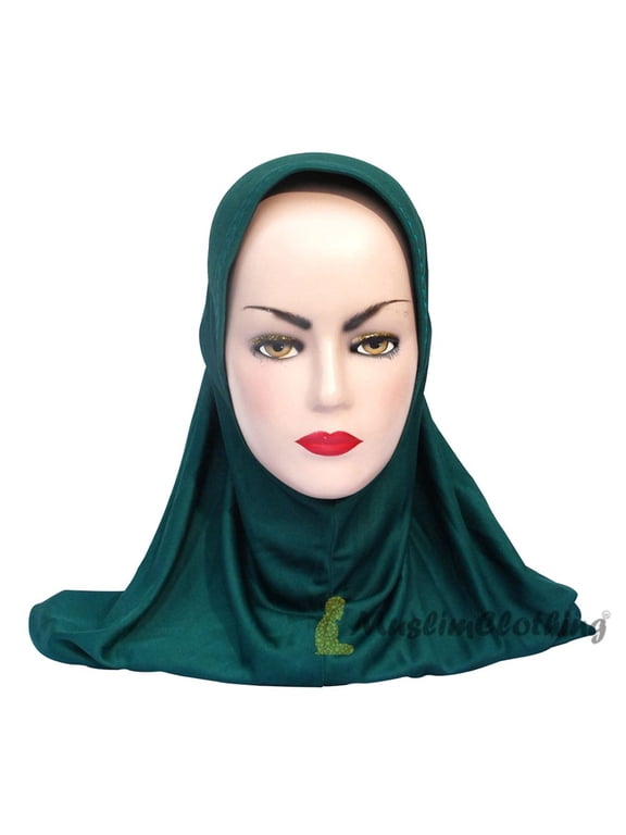 Instant Pull-On Easy Hijab Jilbabs In Various Dark Green Padded Visser Shoulder-Length Easy Muslimah Khimar