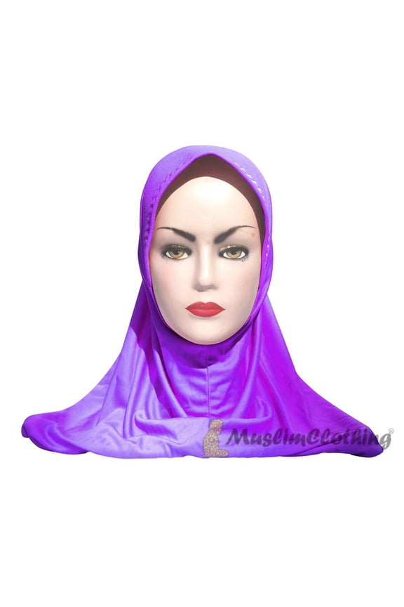 Instant Pull-on Easy Hijab Jilbabs in Various Purple Padded Visser Shoulder-length Easy Muslimah Khimar