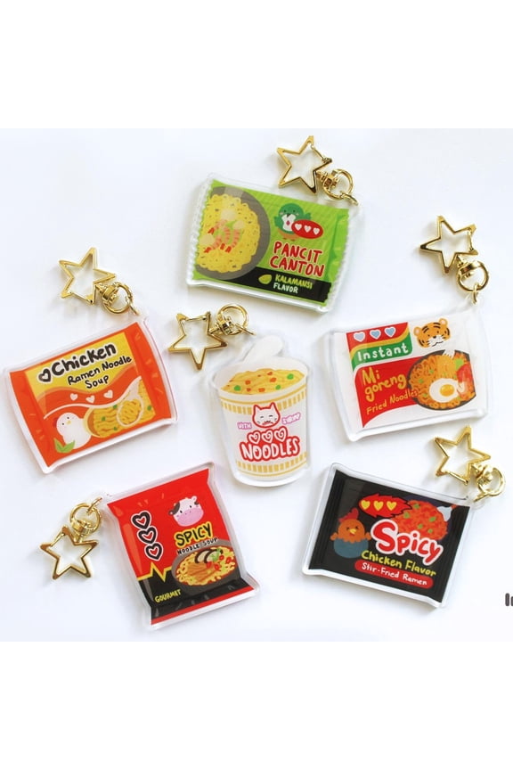 Instant Ramen & Ramyun Noodles Acrylic Keychains (Double-Sided) (1 keychain)