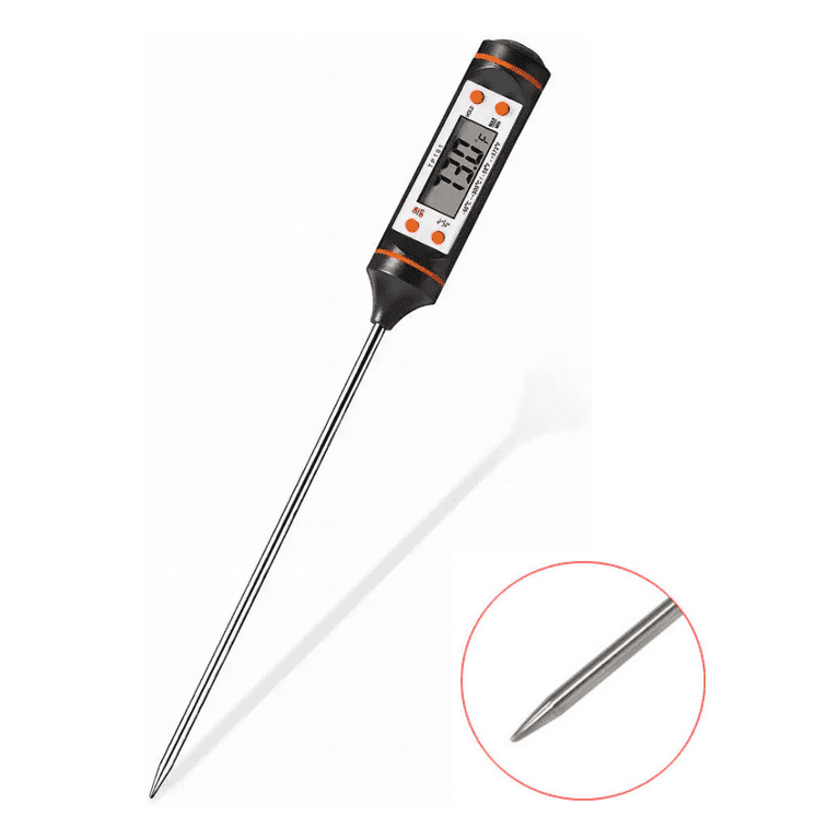 Instant Read Digital Electronic Kitchen Cooking BBQ Grill Food Meat Thermometer, Size: 9.5 x 0.88 x 0.88, Black