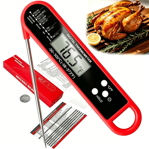 Axidou Instant Read Digital Meat Thermometer, 0.5s Fast Precise Food Thermometer with Foldable Probe & Magnet for Cooking, Grilling, Bbq, Smoker, Candy, Deep Fry