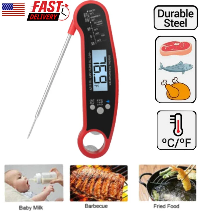 Instant Read Digital Meat Thermometer Fast For Kitchen Food Cooking Bbq Grilling