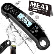 Instant Read Meat Thermometer Digital, Scootworks Food Thermometer for Cooking, Waterproof Grill Thermometer with Backlight & Calibration for Baking,Liquids,Candy,Clean, Black