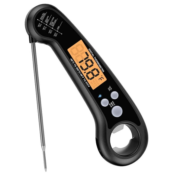 Instant Read Meat Thermometer for Grill and Cooking, Fast and Accurate Digital Food Thermometer with Backlit bi-fold Probe for Kitchen ovens, Frying, Candy, Steak