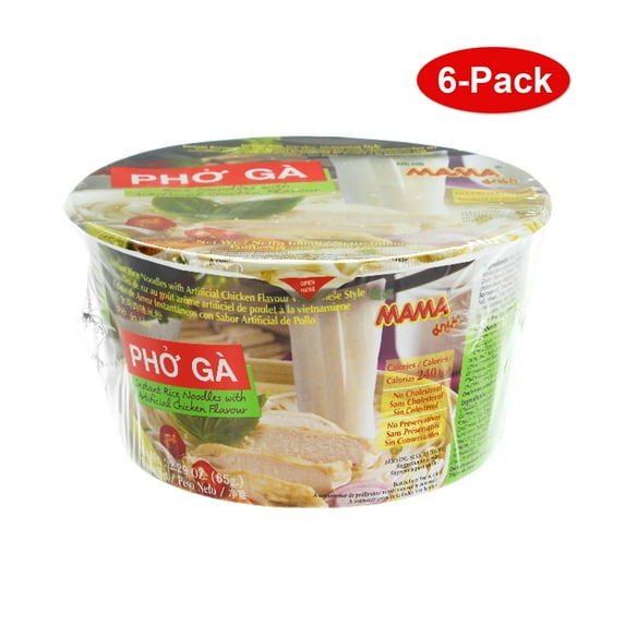 Instant Rice Noodles, 6-Pack Pho Ga Chicken Flavor Rice Noodles, 2.29 oz per Bowl, Instant Rice Noodles with Chicken Flavour (Pho Ga Bowl)