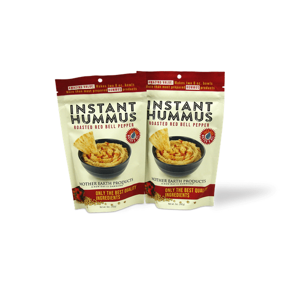 Mother Earth Products Instant Roasted Red Bell Pepper Hummus Mix, 5 Oz Twin-Pack, High Fiber