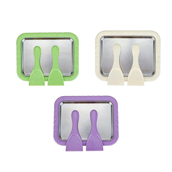 Instant Rolled Ice Cream Maker Kit For Home Use, DIY Stainless Steel Frozen Dessert Tray With Scrapers For Family Activity