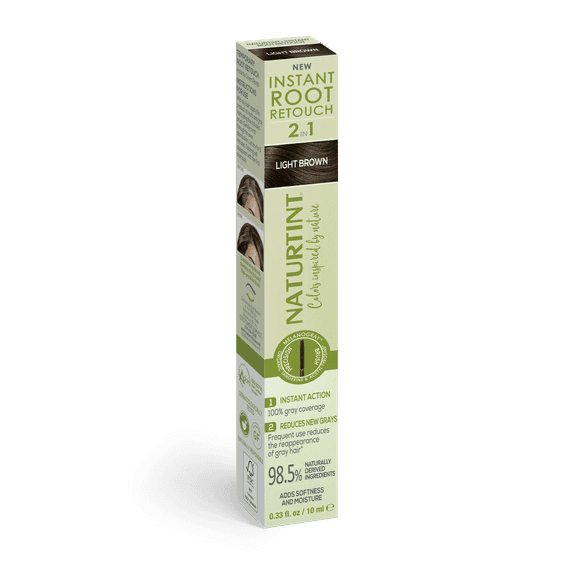 Instant Root Retouch Gray Coverage Root Concealer Ammonia-Free, 98.5% Natural Ingredients, Dermatologically Tested Light Brown