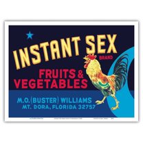 Instant Sex Brand Fruits & Vegetables - Vintage Fruit Crate Label c.1960s - Master Art Print (Unframed) 9in x 12in