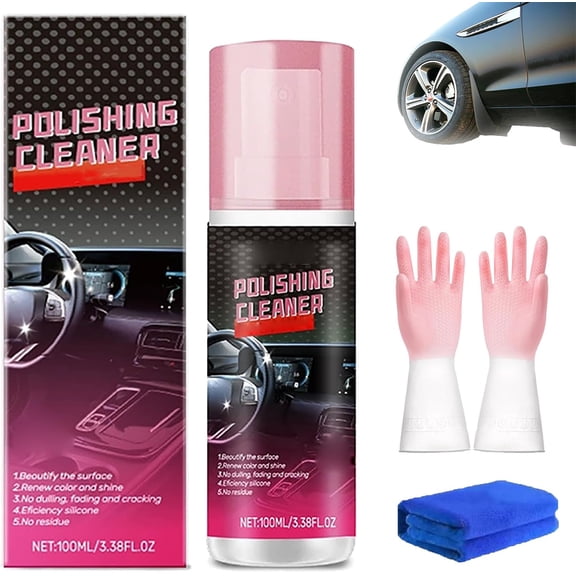 Instant Shine & Protection Car Interior Polisher, Car Interior Protectant Spray, Polishing Cleaner Car Interior Spray, Suitable for Leather, Plastic and Rubber Surfaces (1pcs)
