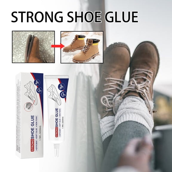 Instant Shoe Repair Glue, Flexible Permanent Adhesive for Sneakers, Boots, Leather Bags, Vinyl, Waterproof Clear Drying, Precision Tip, 1.7 fl oz
