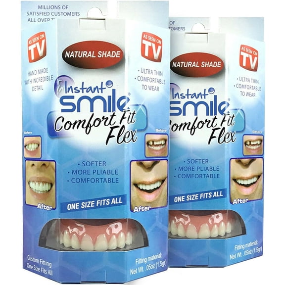 Instant Smile 2-Pack of Natural Shade Makeover Comfort Flex Fit Top Upper Veneer