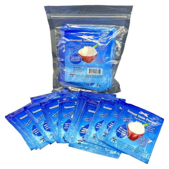 Instant Snow Powder 20 Packs (10g Each) Create Realistic Fluffy Snow for Fun & Learning!