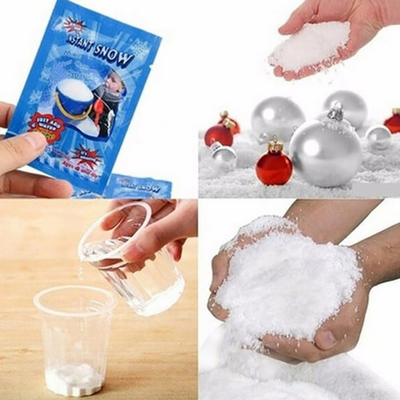 Instant Snow Powder 24 Packs, Makes 1.6 Gallons of Fake Artificial Snow- Suitable for Cloud Slime and Christmas Snow Decoration, Science Projects, DIY Arts & Crafts