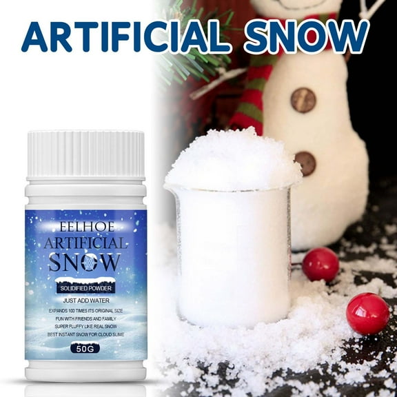 Instant Snow Powder, Czzoypi Realistic Fluffy Artificial Snow, 50g Flame Retardant Polymer Fake Snowflakes for Winter Decor Indoor Photography Window Displays