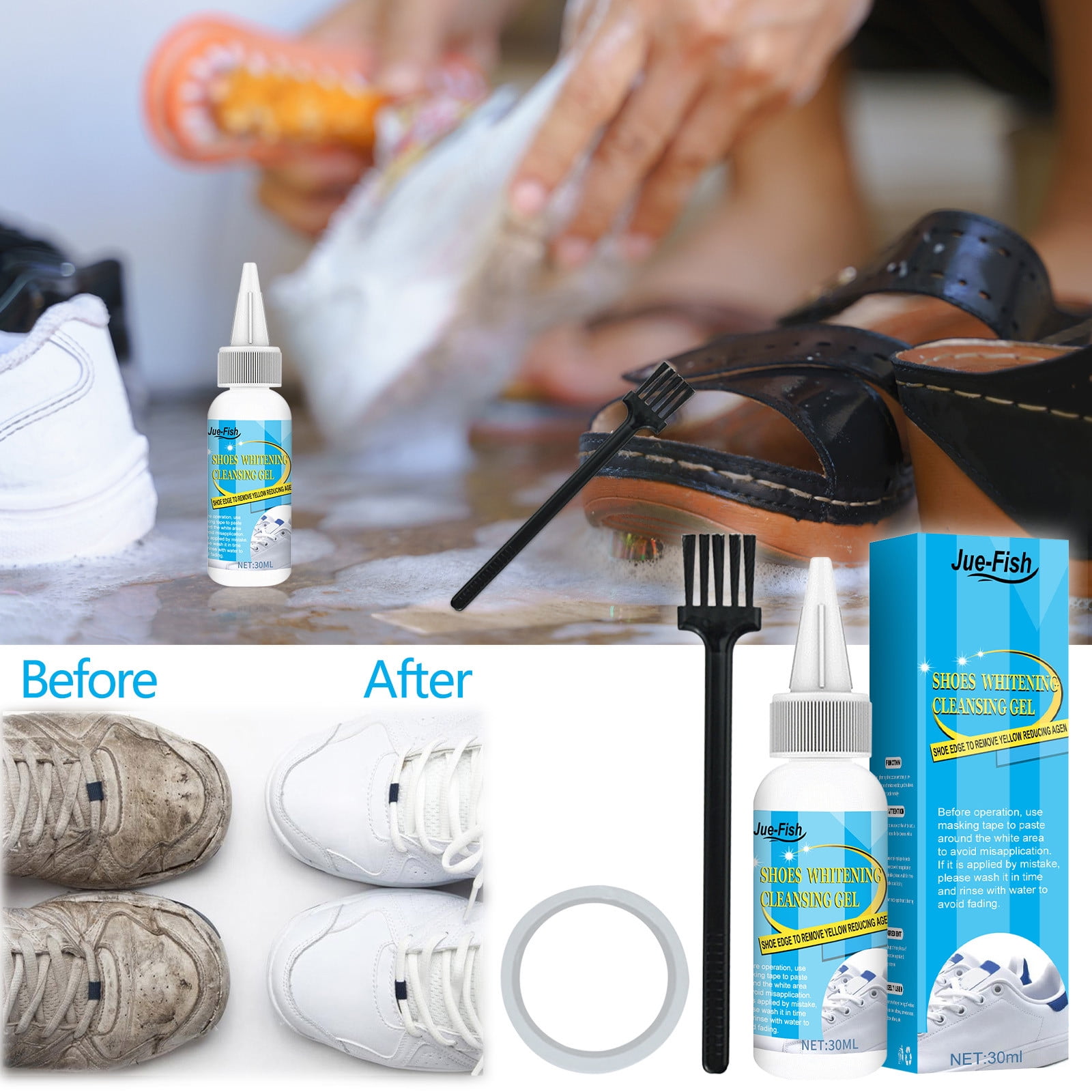 Instant Sole and Sneaker Cleaner, Premium, Decontamination Oxidation Gel for Cleaning