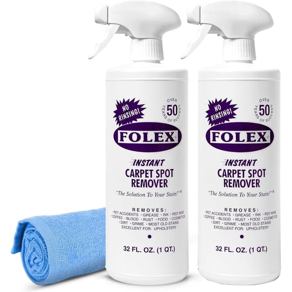 Instant Spot Remover 32 oz – Powerful Stain Remover for s, Upholstery & Rugs – Eliminates Pet Stains, Grease, Red Wine, Food, Makeup & More – With Reusable Cleaning Cloth – 2 Pack