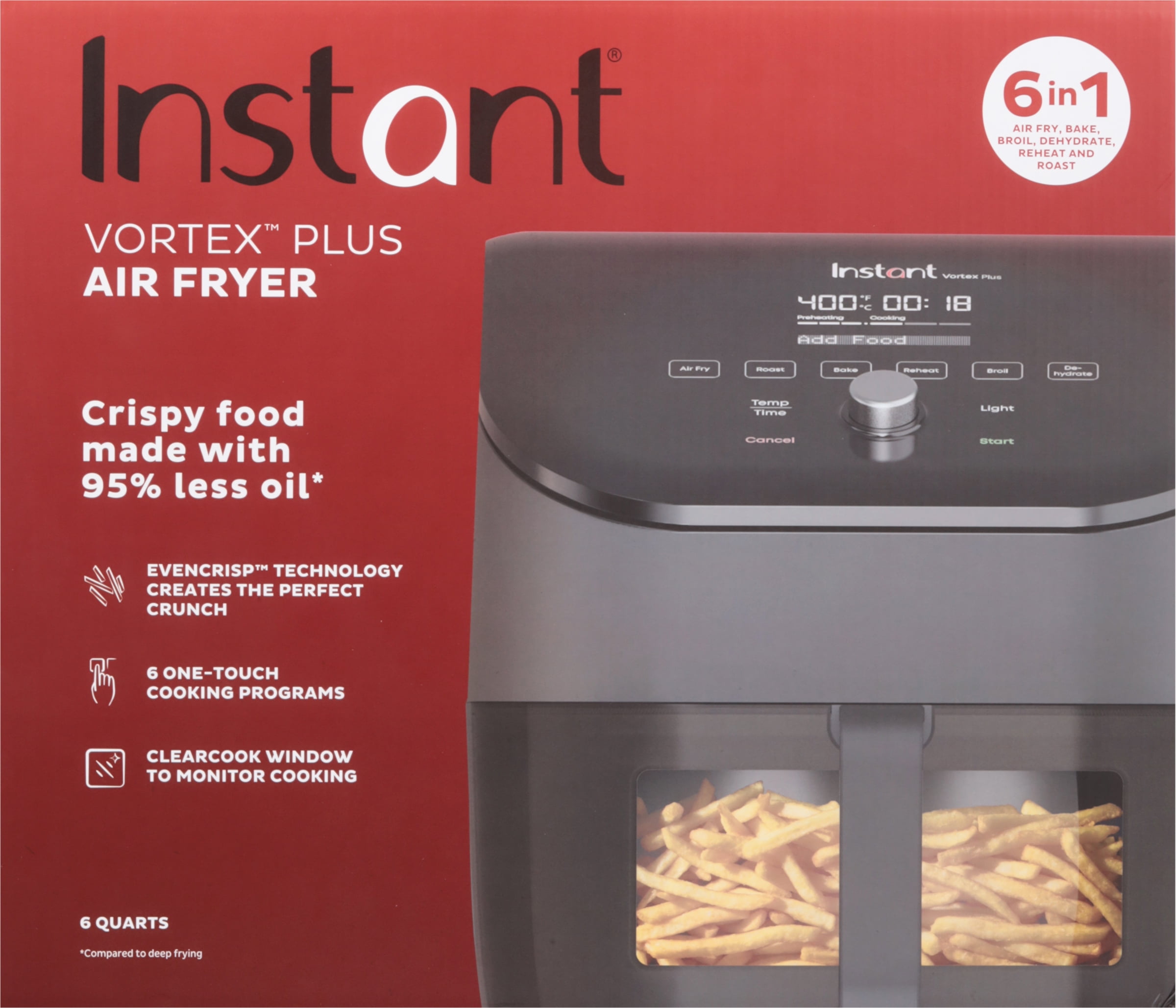 Instant Vortex Plus 6QT Black Air Fryer with ClearCook Window