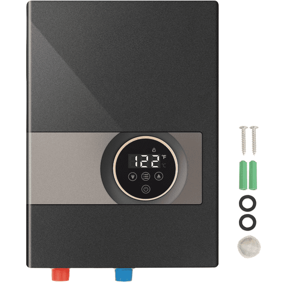 Instant Water Heater 8KW Tankless Electric, Digital Temp Display, On Demand Hot Water Boiler, Easy Install, Kitchen/Bathroom/Shower, ETL Listed