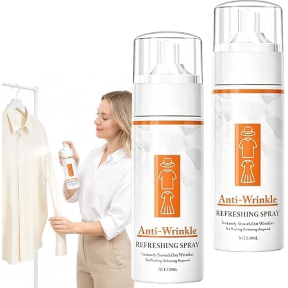 Instant Wrinkle Release Spray for Clothes, Anti Static Fabric Spray, 150ml Travel Size, Wrinkle Remover for Shirts Dresses(2Pcs)