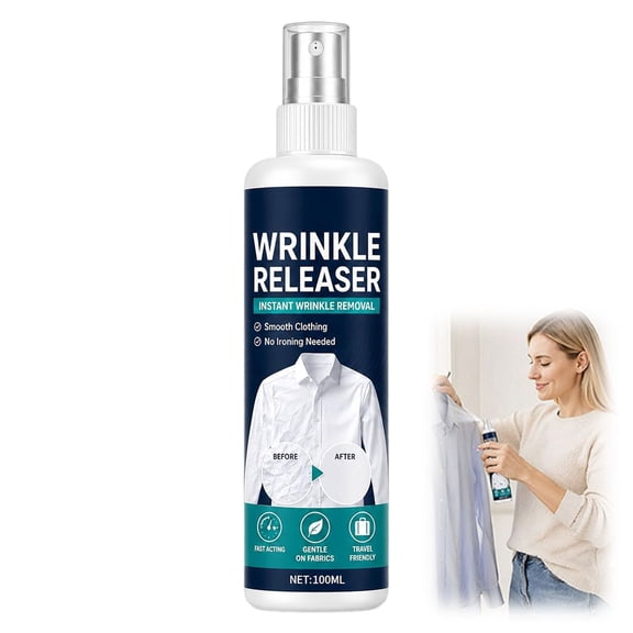 Instant Wrinkle Releaser Spray – 100ml Clothes Release Formula, Travel Garment Refresher, No Ironing Needed For Shirts, Dresses & Business Trips (1PC)