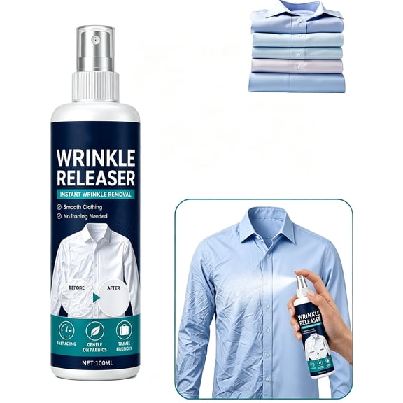 Instant Wrinkle Releaser Spray, 100ml Wrinkle Releaser Spray Travel Size, Instant Wrinkle Release – No Iron, Travel-Ready, Static-Free & Fresh