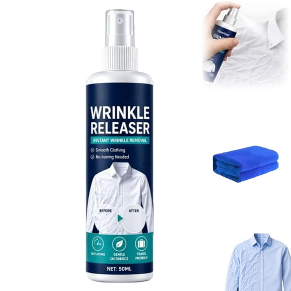 Instant Wrinkle Releaser Spray, 50ml Travel Size Fabric Smoothing Spray, No Ironing Needed Garment & Anti-Static Spray