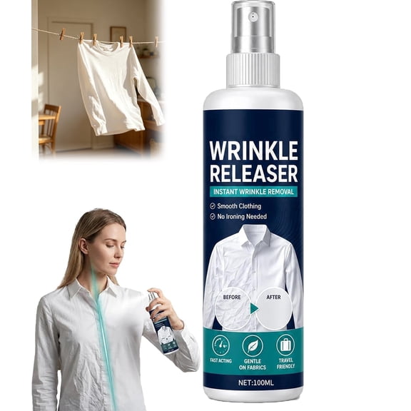 Instant Wrinkle Releaser Spray, Instant Wrinkle Release – No Iron, Travel-Ready, Static-Free & Fresh,No Iron for Shirts, Dresses, Suits and Bedding