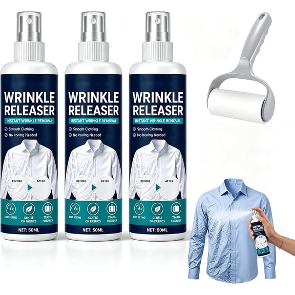 Instant Wrinkle Releaser Spray, No Iron Fabric Care Spray for Business Travel, Hotels, Office, Smooths Clothing