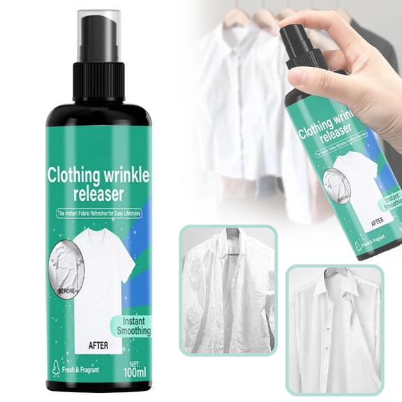 Instant Wrinkle Releaser Spray,Smooths Creases In Seconds, Anti Static and Wrinkle Sprays for Clothing and Fabric,Gentle No Washing Formula for Home or Travel,100ml (Green)