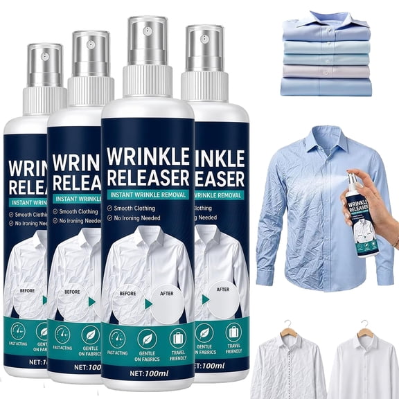Instant Wrinkle Releaser Spray, Static-Free & Fresh, 100ml Travel Size No Iron Fabric Care for Linen Cotton Static-Free