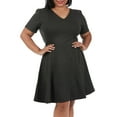 thumbnail image 1 of InstantFigure Curvy Plus Size Short V-neck Panel dress 16808MC, 1 of 9