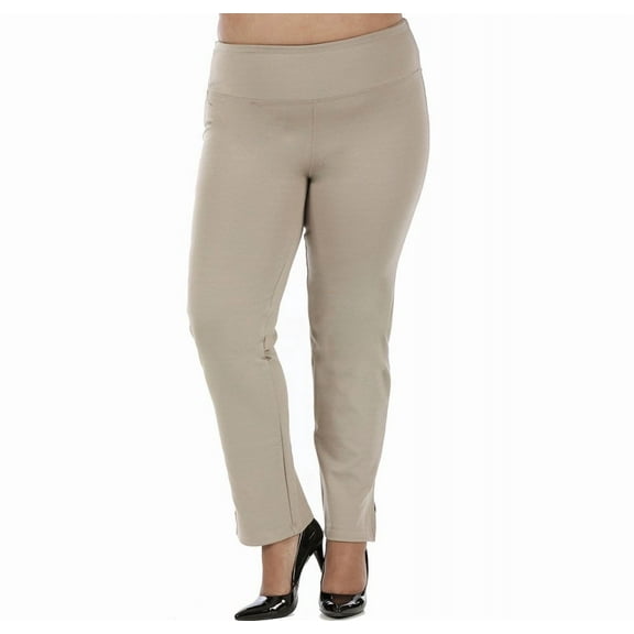 InstantFigure Curvy Plus Size Straight Leg Pant with Slit 16801MC