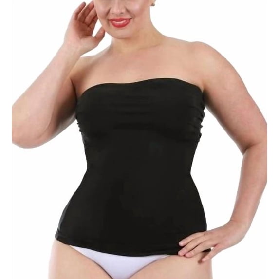 Women's InstantFigure WBT035X Curvy Strapless Bandeau Top (Black 3X)