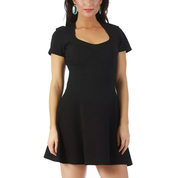 InstantFigure Short Dress Cap Sleeves Fit Flair Bodice 168001