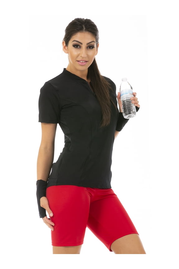 InstantFigure Cycling Compression Solid Zip Up Bike Top AWT028