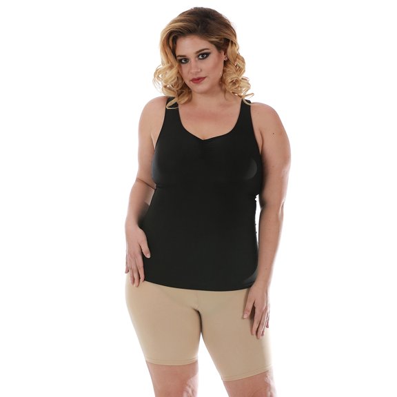 InstantFigure Women’s Firm Control Compression Shirred Front Slimming Cami Top