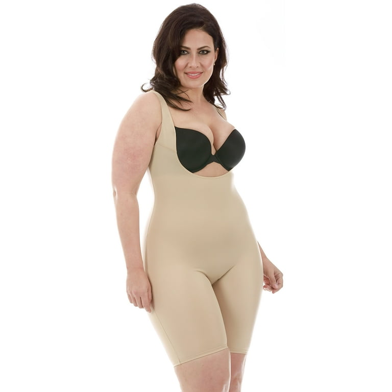 InstantFigure Women’s Firm Control Shaping Underbust Thigh Length Bodyshort  Bodysuit