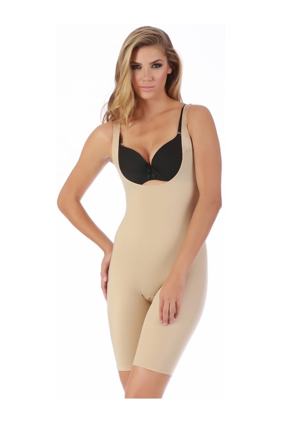 Women's InstantFigure B40161X Curvy Torsette Body Slimming Short with Gusset (Nude 2X)
